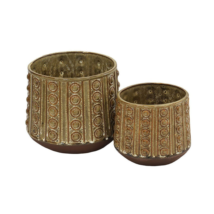 Unique Interiors Lifestyle Leopard Stud Votive Set 2 16(H) X 17(D) 12 (H) X 13 (D) Ceramic Pots Votive New Arrivals