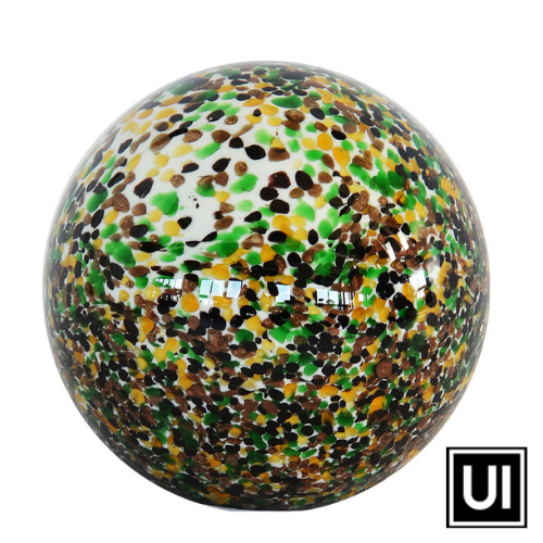 Paperweight ball terrazzo green 15CM X 15 CM  Multi-colored speckled glass ball interior decor  Unique Interiors 