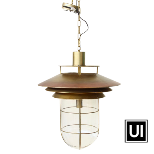 Unique Interiors Lifestyle Large metal glass hanging lamp Hanging light