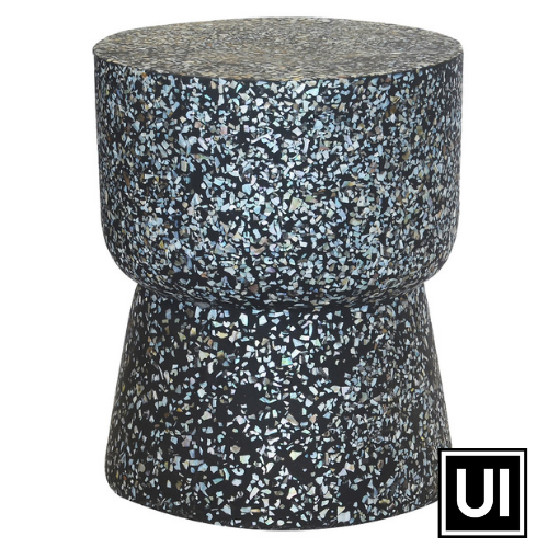 Garden stool mushroom black (light weight concrete) (46cm x 38cm) Unique Interiors