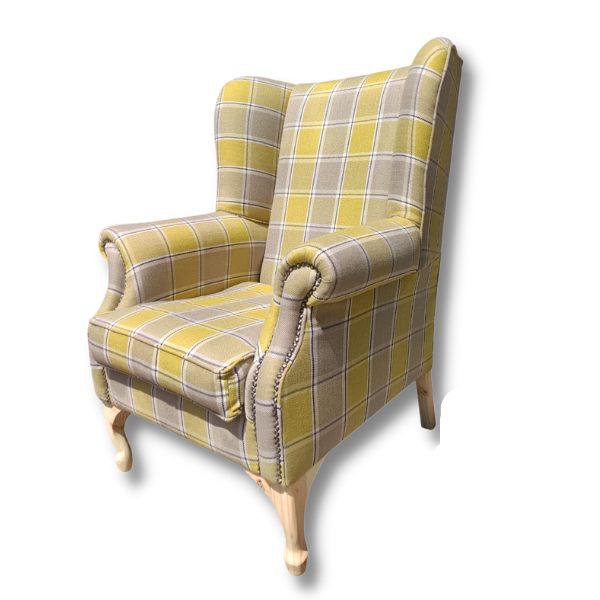 Unique Boys Wingback chair with Yellow custom fabric