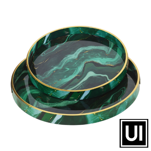 Glass Tray Agate set of 2 Unique Interiors