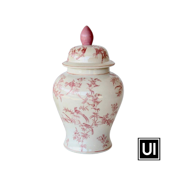 Medium pink fine design ginger jar