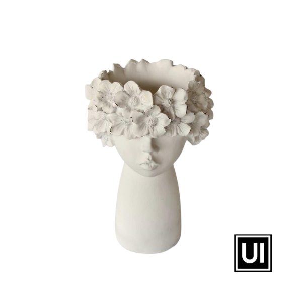 Unique Interiors Large white flower face planter 