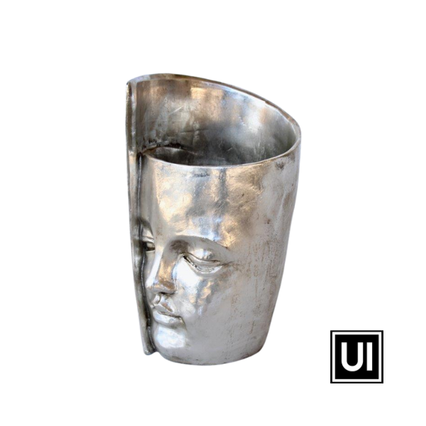 Unique Interiors Large silver twisted face planter 