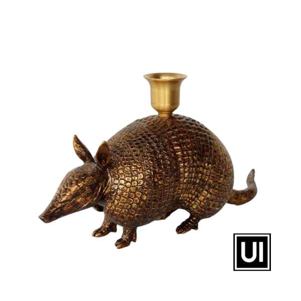 Unique Interiors Gold armadillo candle holder