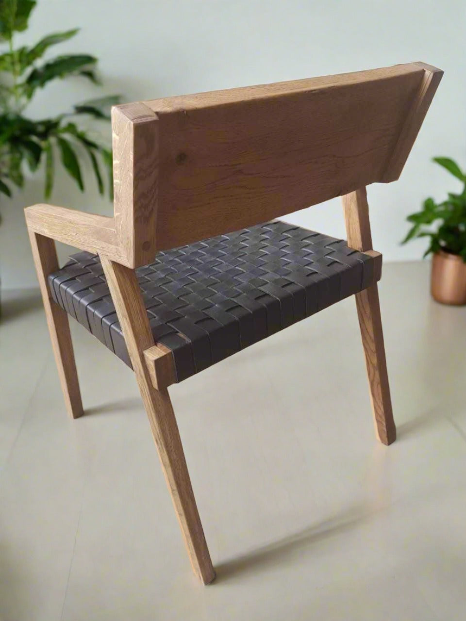 Oak Ronaldo chair with leather