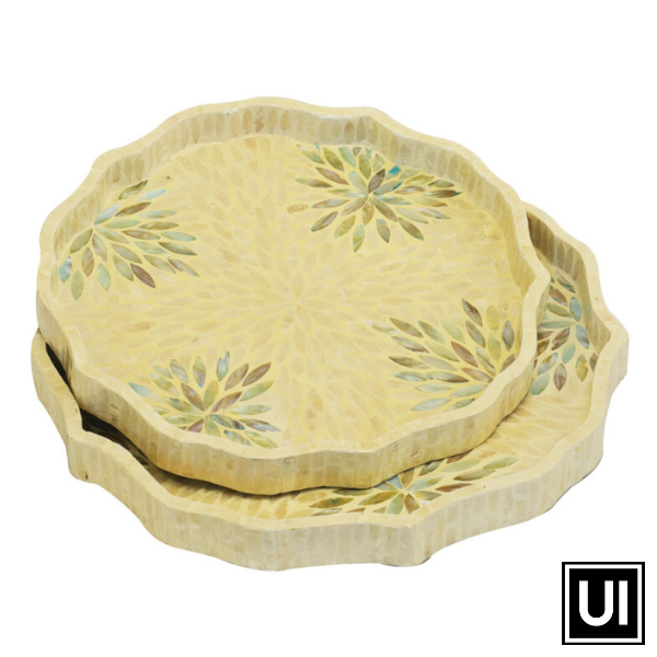 Mop tray capiz scalloped s/2 - Unique Interiors