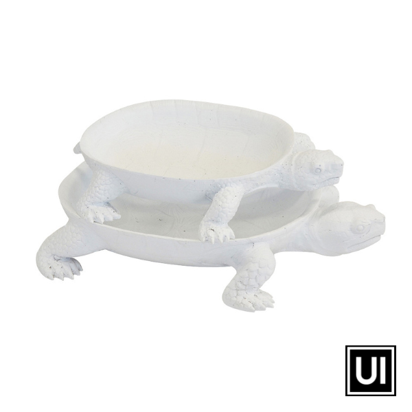 Resin turtle platter white set 2 - Unique Interiors - www.uniqueinteriors.co.za