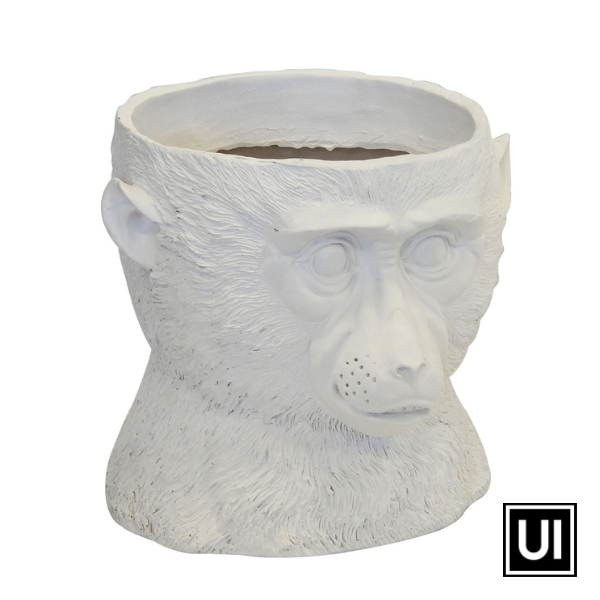 Resin chimp planter white - www.uniqueinteriors.co.za - Unique Interiors