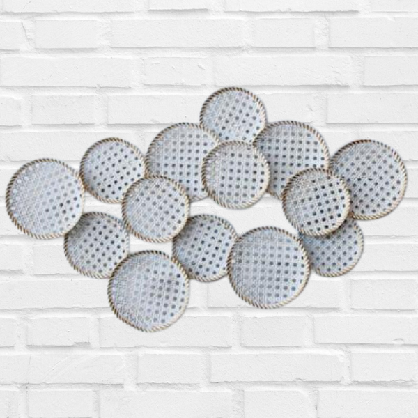 Metal rattan white & gold wall decor