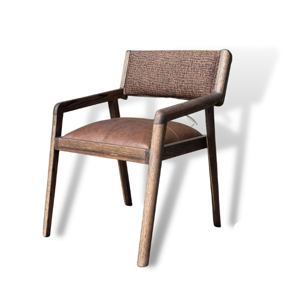 Soloblock Red Oak Texan chair with leather and fabric