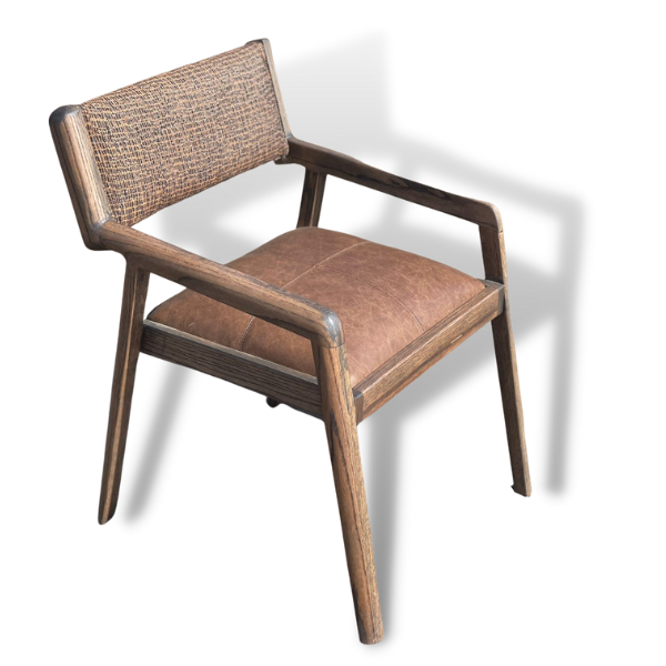 Soloblock Red Oak Texan chair with leather and fabric