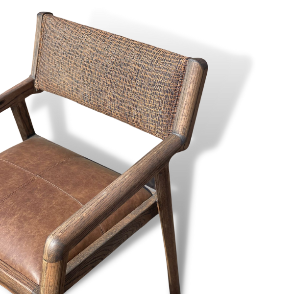 Soloblock Red Oak Texan chair with leather and fabric