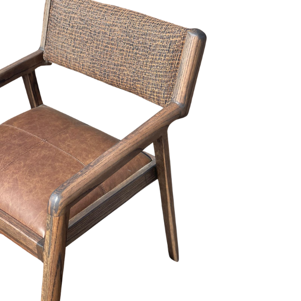 Soloblock Red Oak Texan chair with leather and fabric